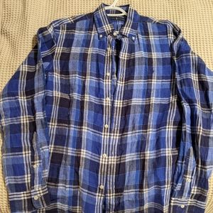 Ralph Lauren Blue Plaid Linen Shirt